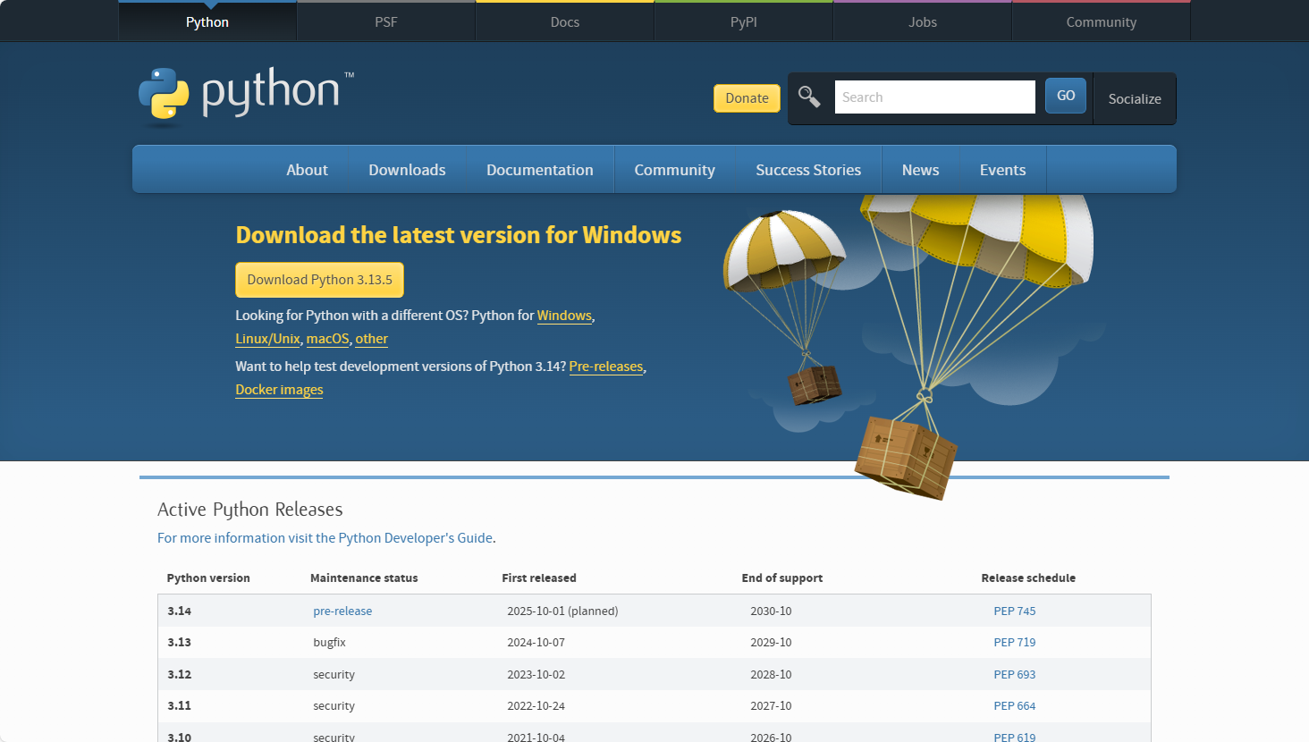 Python 下载页面